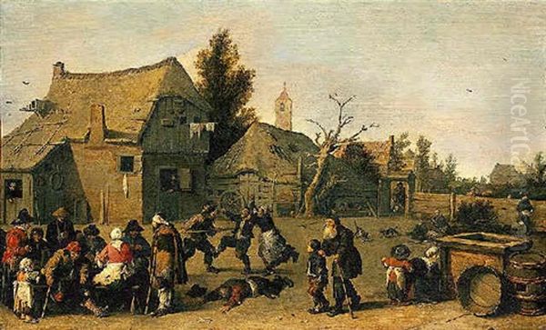 Village Scene With Peasants Oil Painting by Pieter de Bloot