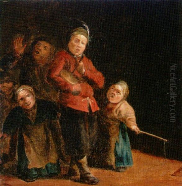 Children With A Rommel Pot Player Oil Painting by Pieter de Bloot