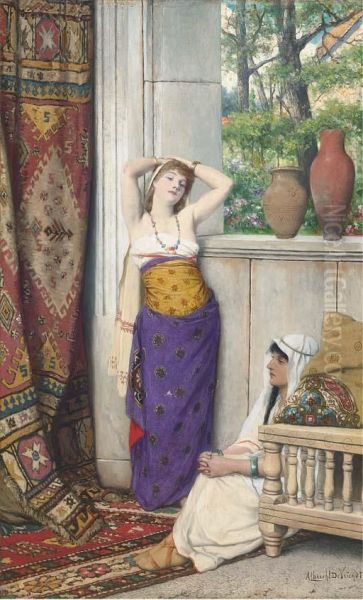 Contemplation In The Harem Oil Painting by Albrecht Frans Lieven Vriendt