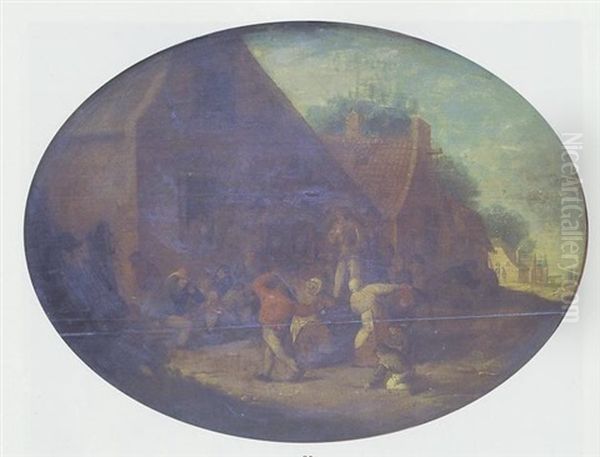 Peasants Carousing Before A Tavern Oil Painting by Pieter de Bloot