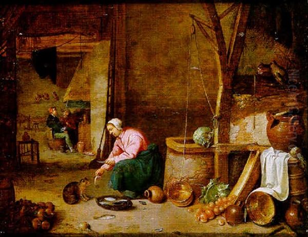 Scene D'interieur Paysan Oil Painting by Pieter de Bloot