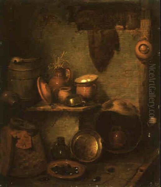 Kitchen Interior Oil Painting by Pieter de Bloot