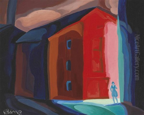 A Moment In Another Town Oil Painting by Oscar Florianus Bluemner