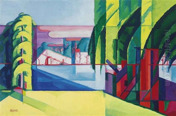 Perth Amboy West (tottenville) Oil Painting by Oscar Florianus Bluemner