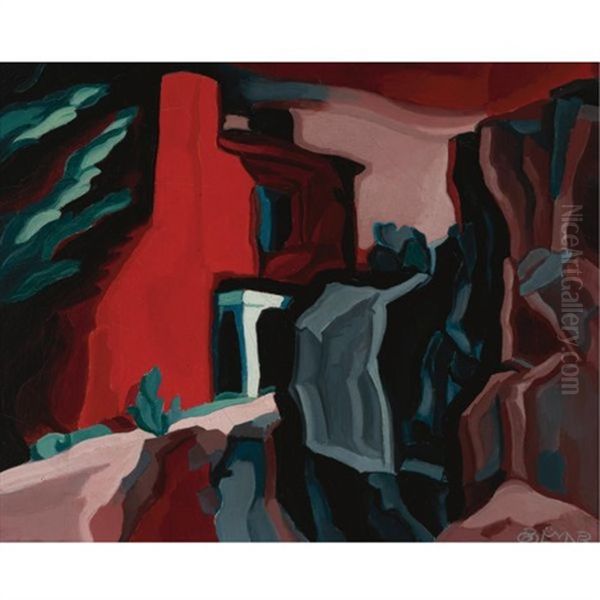 Red Night. Thoughts Oil Painting by Oscar Florianus Bluemner