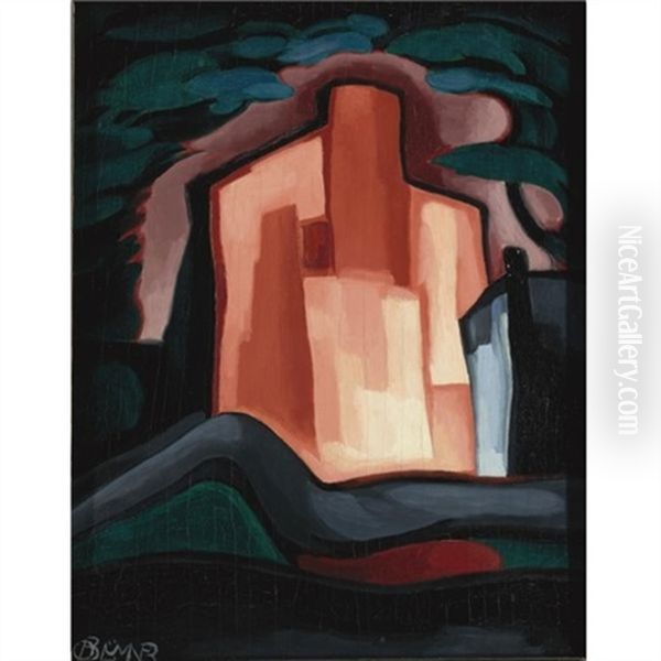 A House In The Night Oil Painting by Oscar Florianus Bluemner