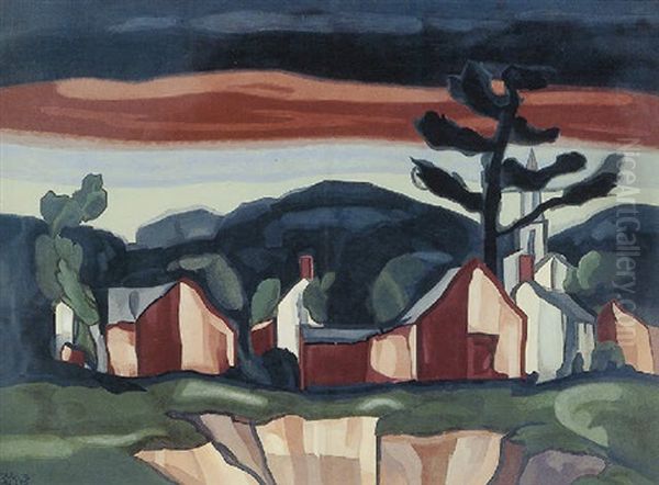 Colors Of Dawn Oil Painting by Oscar Florianus Bluemner