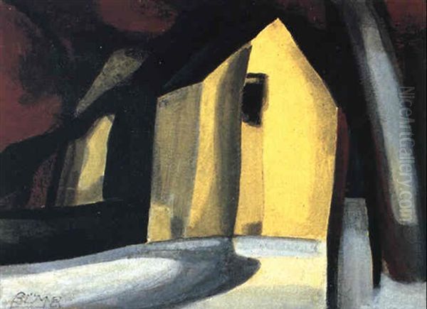 Black On Gold Oil Painting by Oscar Florianus Bluemner