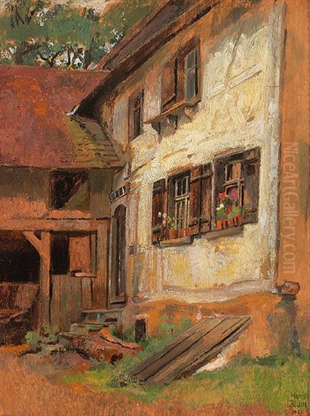 Haus Am Bodensee In Bodman Oil Painting by Hans Blum