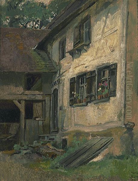 Haus Am Bodensee In Bodman Oil Painting by Hans Blum