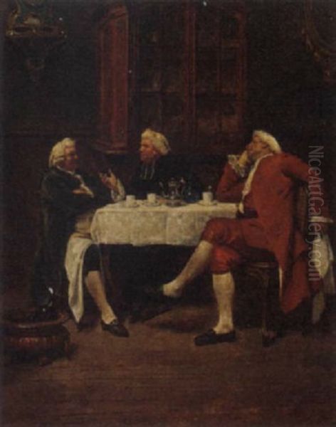 Teatime Conversation Oil Painting by Maurice Blum