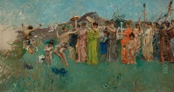 The Vintage Festival (bacchanalia) Oil Painting by Robert Frederick Blum