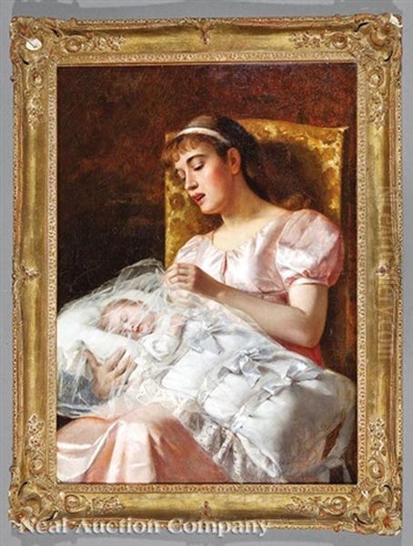 Young Mother With Child Oil Painting by Edmund Blume