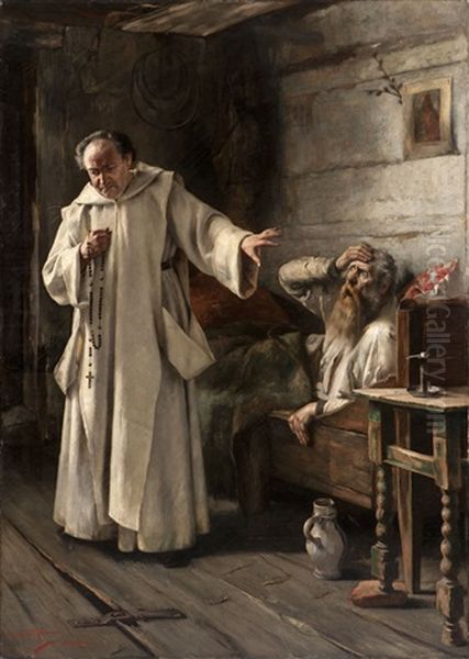 The Confession, A Priest Visiting An Elderly Bedridden Man by Edmund Blume