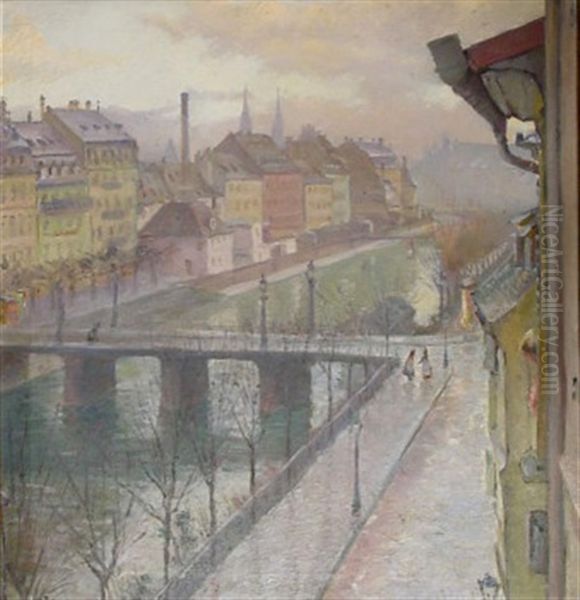 Winterliche Morgenstimmung In Strasburg by Lucien Charles Blumer