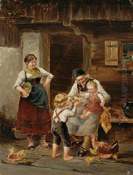 Landliches Familiengluck Oil Painting by Ludwig Blume-Siebert