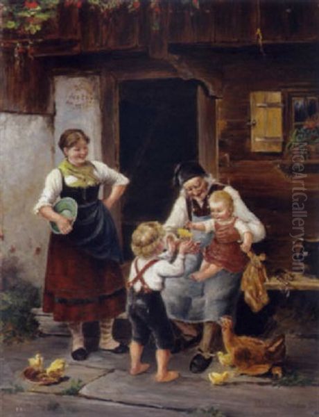 Besuch Beim Grosvater Oil Painting by Ludwig Blume-Siebert