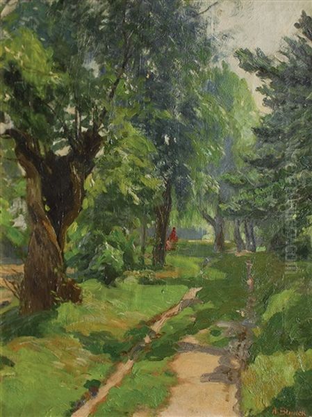 In The Park Oil Painting by August Blunck