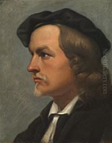 Portrait Of The Danish Sculptor Jens Adolf Jerichau (1816-1883) Oil Painting by Detlev Konrad Blunck