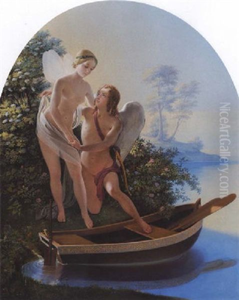 Amor Og Pyske Oil Painting by Detlev Konrad Blunck