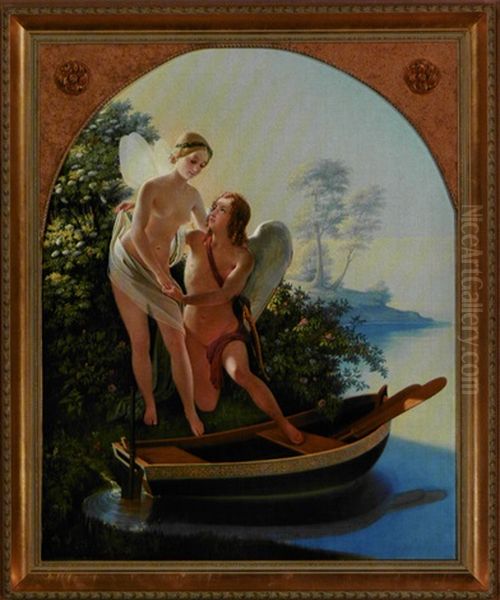 Amor Og Psyke Oil Painting by Detlev Konrad Blunck