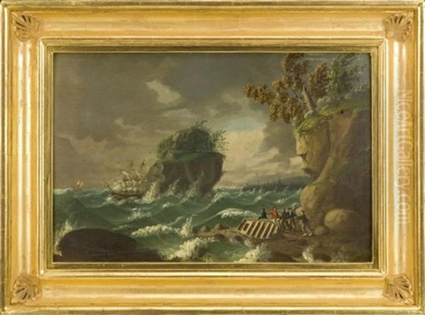 Stormy Sea Oil Painting by John Sherburne Blunt