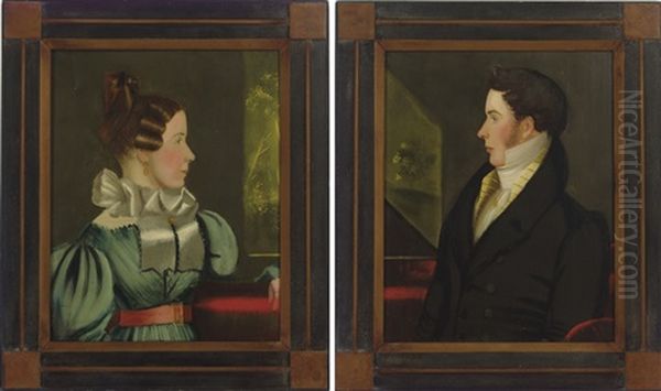 Pair Of Portraits Of A Lady And Gentleman Oil Painting by John Sherburne Blunt