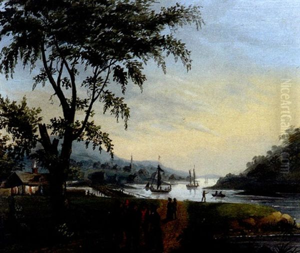 Shipping On The Piscataqua River Oil Painting by John Sherburne Blunt