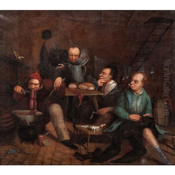 Cellar Scene Oil Painting by David Gilmour Blythe