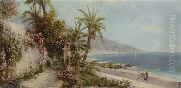 Scorcio Ligure E Paesaggio (recto-verso) Oil Painting by Giacinto Bo