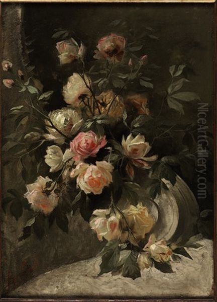 Rose Rosa E Rose Tea Oil Painting by Giacinto Bo