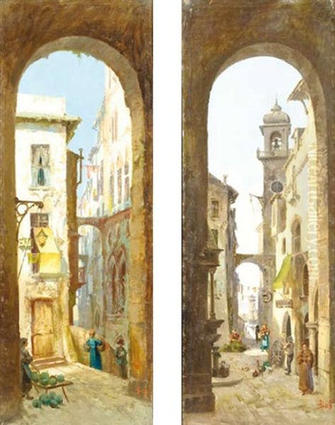 Scorcio Della Citta Di Geneva (+ Scorcio Della Citta Di Chioggia; Pair) Oil Painting by Giacinto Bo