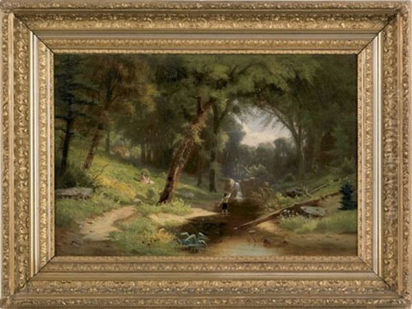 Untitled (wooded Landscape With Children) by William G. Boardman