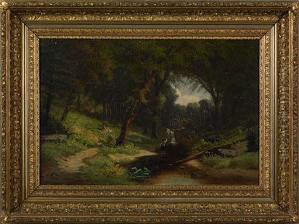 Wooded Landscape Oil Painting by William G. Boardman