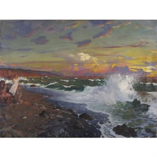 Glorious Sunset Oil Painting by Grigori Mikhailovich Bobrovsky