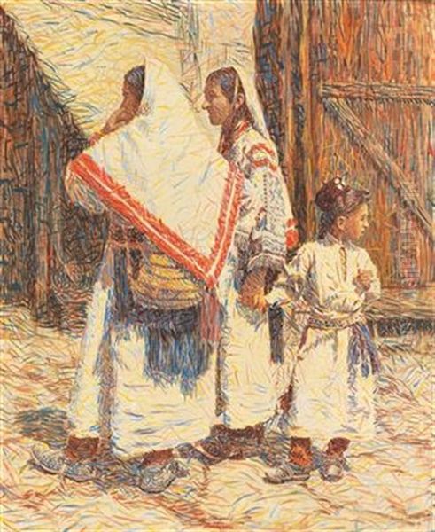 Serbian Peasant Women Oil Painting by Spiro Bocaric