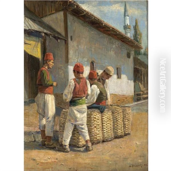 The Laundrymen Oil Painting by Spiro Bocaric