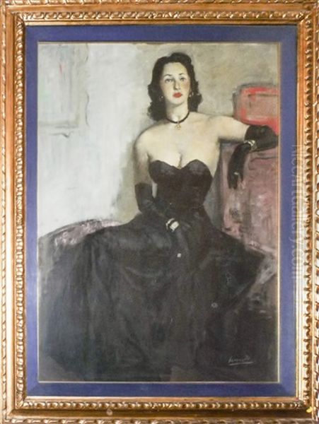 Ritratto Femminile In Abito Da Sera Oil Painting by Gino Boccasile