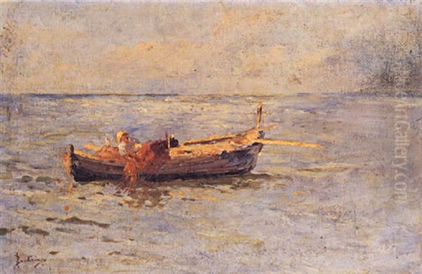 Pulling Out The Catch Oil Painting by Vikentios Boccheciampe