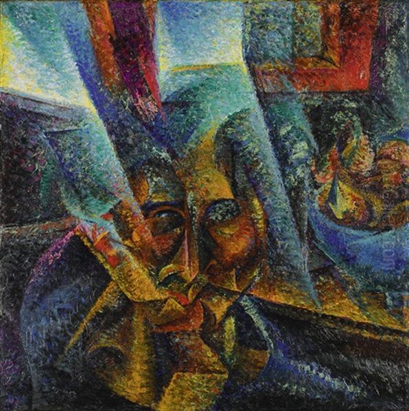 Testa + Luce + Ambiente Oil Painting by Umberto Boccioni