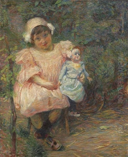 Bambina Con Bambola Oil Painting by Umberto Boccioni