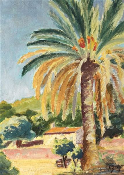 Southern Landscape With A Large Palm Tree (ca. 1905-1910) Oil Painting by Anna Boch