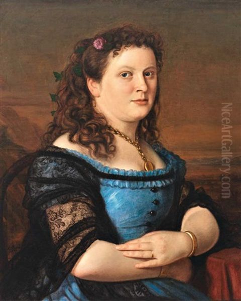 Portrait Der Pepina Schmid, Geb. Schilling, Gattin Von Dr. Theodor Schmid Oil Painting by Anton Boch