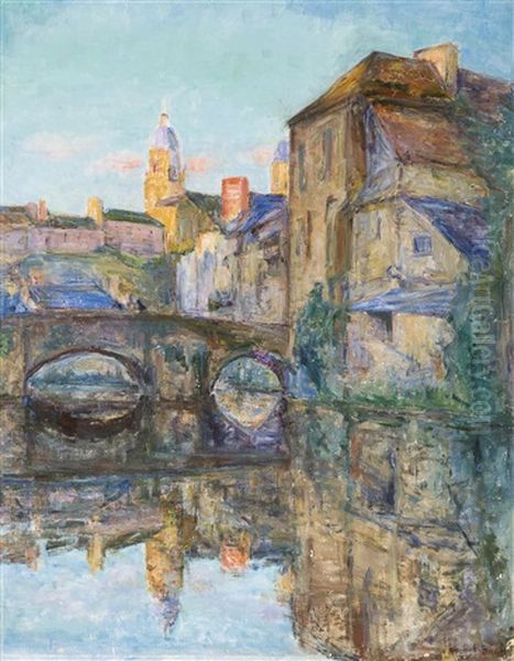 Pont Et Eglise Ensoleilles Du Sud De La France Oil Painting by Eugene Guillaume Boch