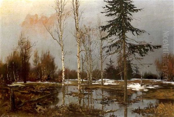 Winterlicher Waldrand Oil Painting by Mikhail Ilych Bocharov