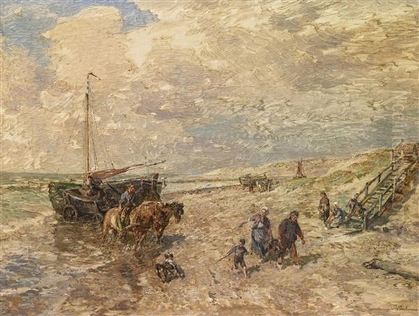 Fischer Am Strand Oil Painting by Gregor von Bochmann the Elder