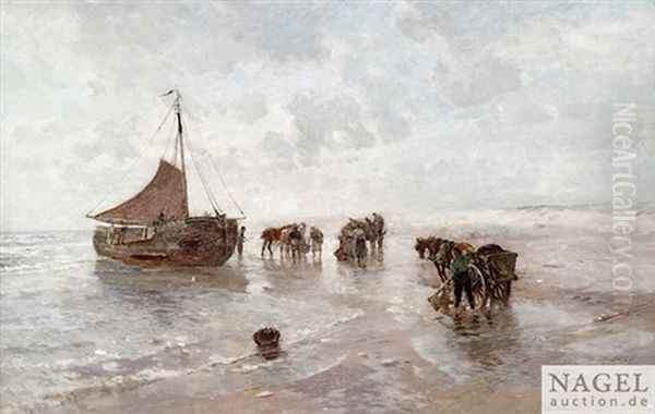 Crevetttenfischer Am Strand Oil Painting by Gregor von Bochmann the Elder