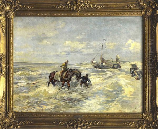 Krabbenfischer An Der Hollandischen Kuste Oil Painting by Gregor von Bochmann the Elder