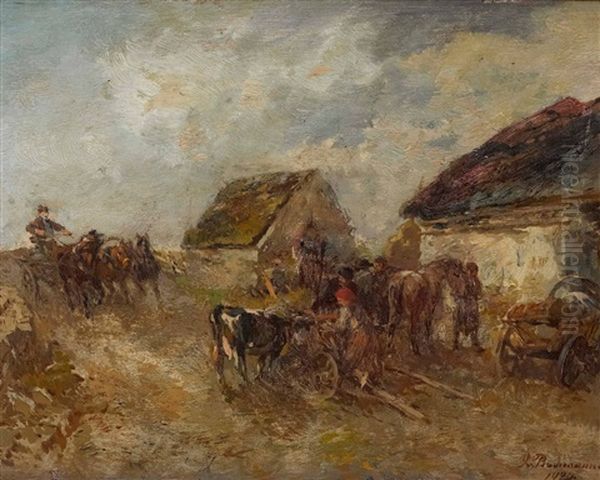 Dorfstrase Oil Painting by Gregor von Bochmann the Elder