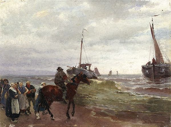 At The Coast Oil Painting by Gregor von Bochmann the Elder